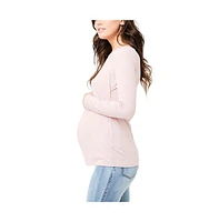 Ripe Maternity Tessa Long Sleeve Rib Up/Down Nursing Top Dusty Pink