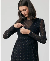 Ripe Maternity Dot Nursing Dress Black