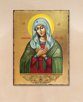 Designocracy Icon Tenderness Mother of God Wall Art on Wood 16"