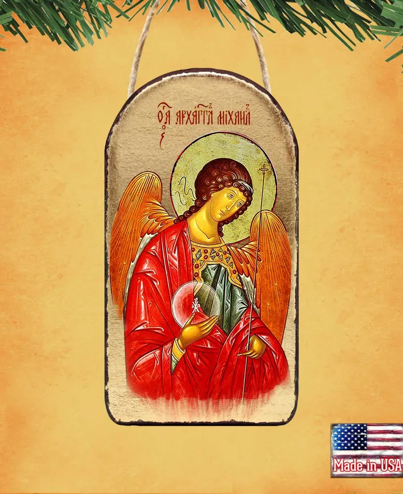 G.DeBrekht Saint Michael Wooden Greek Christian Orthodox Icon Ornament