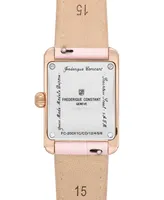 Frederique Constant Women's Swiss Classic Carree Diamond (1/20 ct. t.w.) Blush Leather Strap Watch 23mm