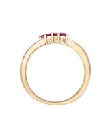 Macy's Rhodolite (1/3 ct.t.w) and Diamond (1/10 ct.t.w) Spiral Ring in 14K Gold Plated Over Sterling Silver