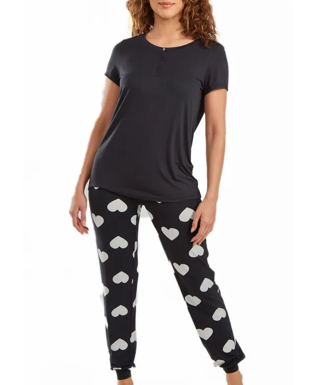 ICollection Women's Kind Heart Modal T-shirt and Jogging Pant