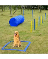 PawHut Backyard Dog Agility Training Kit Obstacle Course Equipment Tunnel