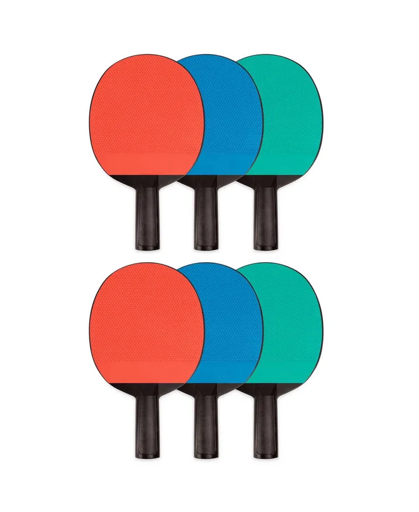 Champion Sports Plastic Rubber Face Table Tennis Paddle, Set of 6