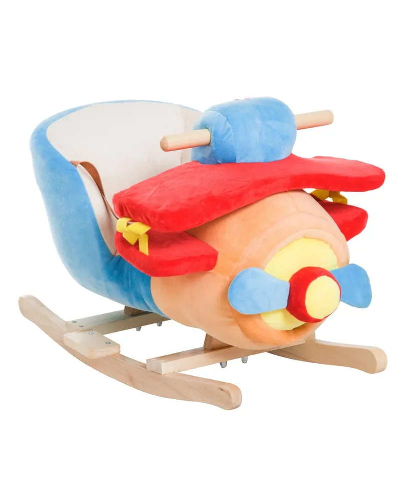 Qaba Kids Rocking Horse Plane Seat Riding Chair w/ Seat Belt & Songs