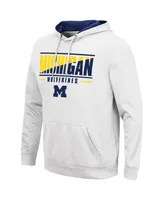 Men's Colosseum White Michigan Wolverines Slash Stack 2.0 Pullover Hoodie