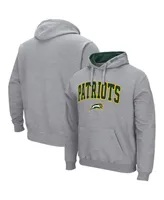 Men's Colosseum Heathered Gray George Mason Patriots Arch & Logo 3.0 Pullover Hoodie