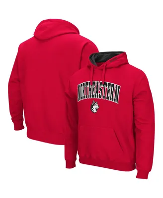 Men's Colosseum Red Northeastern Huskies Arch and Logo Pullover Hoodie