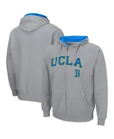 Men's Colosseum Heathered Gray Ucla Bruins Arch and Logo 3.0 Full-Zip Hoodie