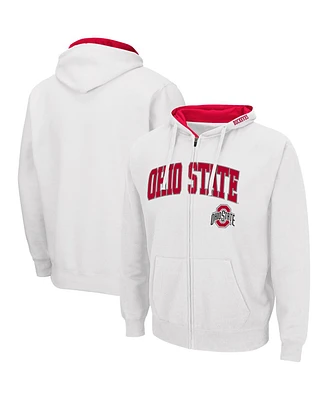 Men's Colosseum White Ohio State Buckeyes Arch and Logo 3.0 Full-Zip Hoodie