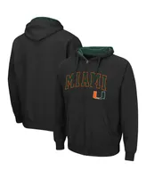 Men's Colosseum Black Miami Hurricanes Arch and Logo 3.0 Full-Zip Hoodie