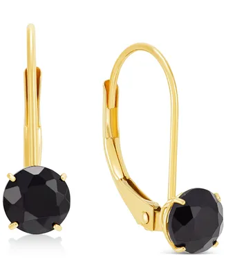 Onyx Solitaire Leverback Drop Earrings in 14k Gold