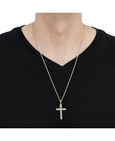 Grown With Love Men's Lab Grown Diamond Cross 22" Pendant Necklace (1 ct. t.w.) in 10k Gold & White Gold