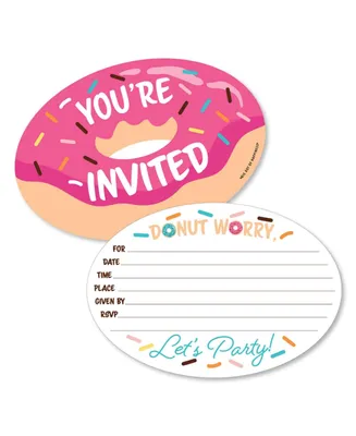 Donut Worry, Let's Party - Shaped Fill-in Invitations with Envelopes - 12 Ct