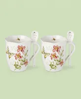 Lenox Butterfly Meadow Set of 2 Cocoa Mugs with Spoons