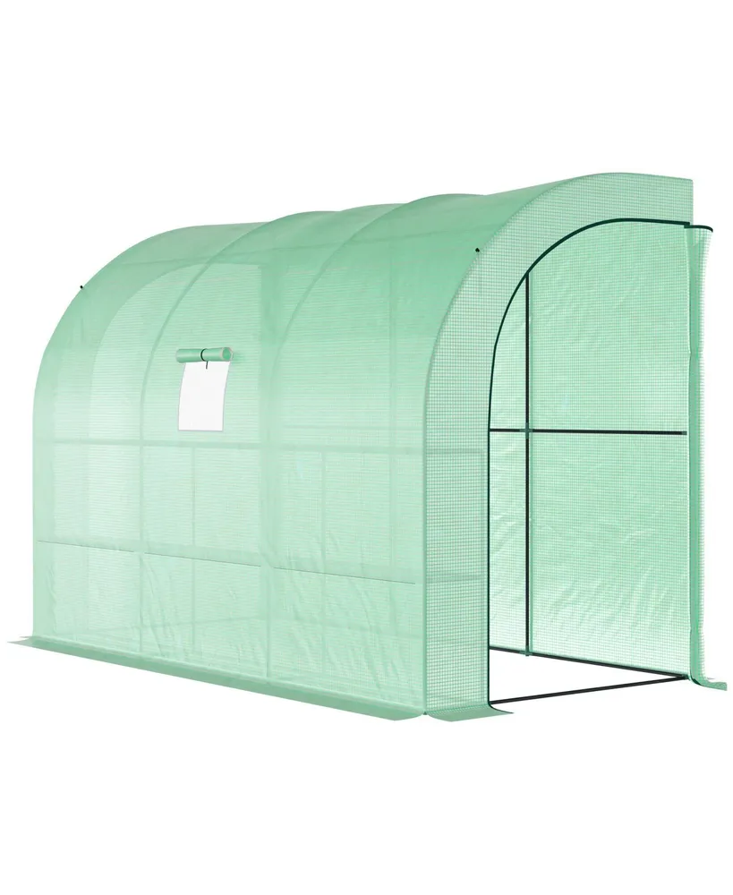 Outsunny Outdoor Garden Greenhouse Nursery w/ Windows, Zippered Doors