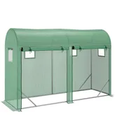 Outsunny Walk-in Greenhouse, Hot House, Zipper Windows & Doors, Green