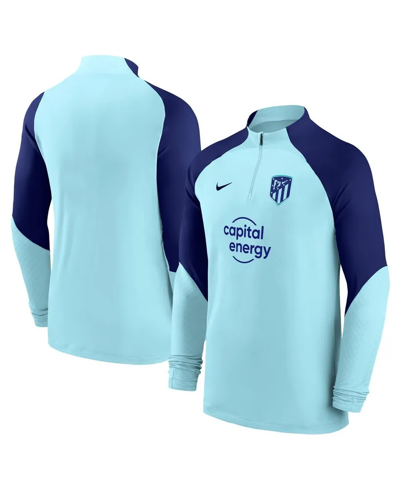 Men's Nike Light Blue Atletico de Madrid Strike Drill Performance Raglan Quarter-Zip Long Sleeve Top