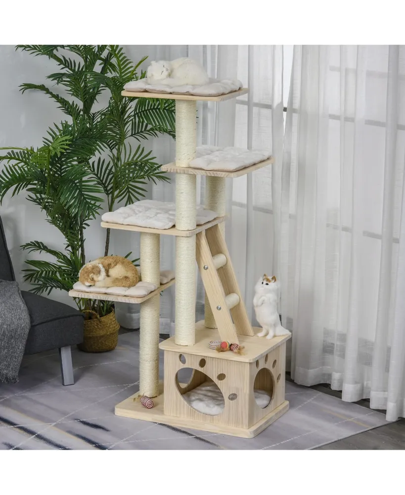 PawHut 5-Level Cat Activity Tower Condo with Kitten Fun Ladder & Soft Cushion