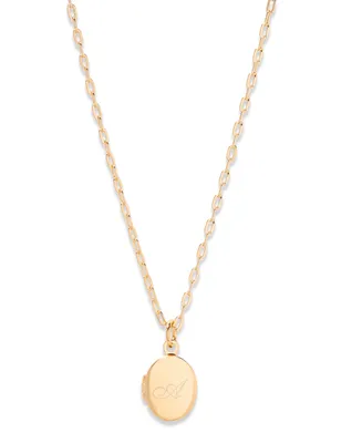 brook & york Isla Initial Petite Oval Locket Necklace - K Gold Plated