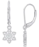 Lab-grown White Sapphire Snowflake Leverback Drop Earrings (1/3 ct. t.w.) in Sterling Silver