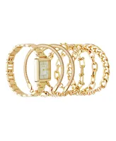 Jessica Carlye Women's Quartz Movement Gold-Tone Bracelet Analog Watch, 29mm with Stackable Bracelet Set - Gold