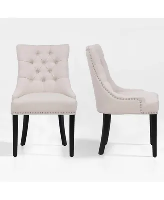 WestinTrends Upholstered Wingback Button Tufted Dining Chair Set of 2