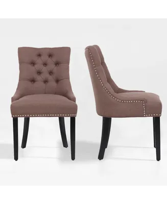 WestinTrends Upholstered Wingback Button Tufted Dining Chair Set of 2