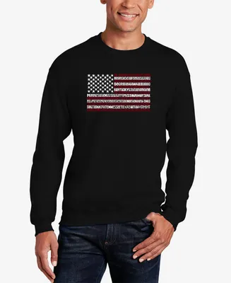 La Pop Art Men's 50 States Usa Flag Word Crew Neck Sweatshirt