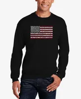 La Pop Art Men's 50 States Usa Flag Word Crew Neck Sweatshirt