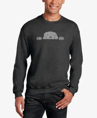 La Pop Art Men's Peeking Dog Word Crew Neck Sweatshirt