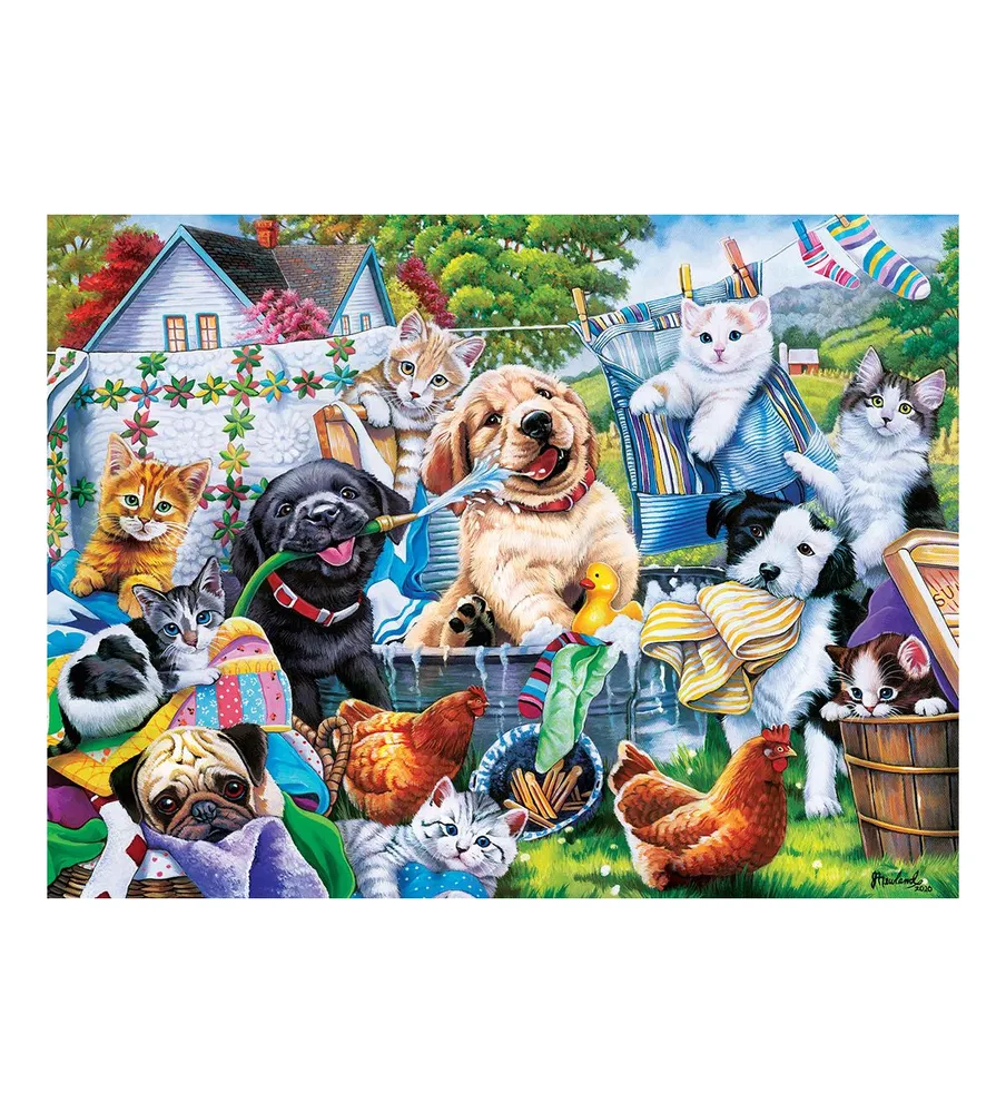 Masterpieces Playful Paws Washing Time 300 Piece Ez Grip Jigsaw Puzzle