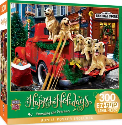 Masterpieces Happy Holidays - Guarding the Presents 300 Piece Ez Grip Puzzle