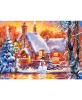 Masterpieces Sparkle & Shine - Snowman Cottage 500 Piece Glitter Puzzle