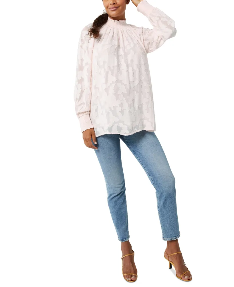 A Pea the Pod Long Sleeve Floral Maternity Blouse