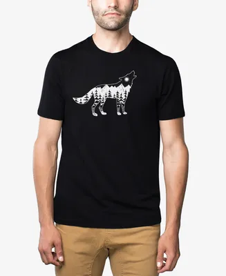 La Pop Art Men's Premium Blend Word Howling Wolf T-shirt