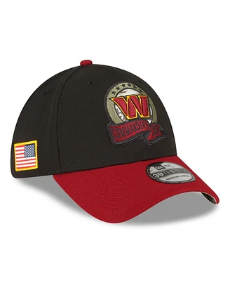 Men's New Era Black, Burgundy Washington Commanders 2022 Salute To Service 39THIRTY Flex Hat