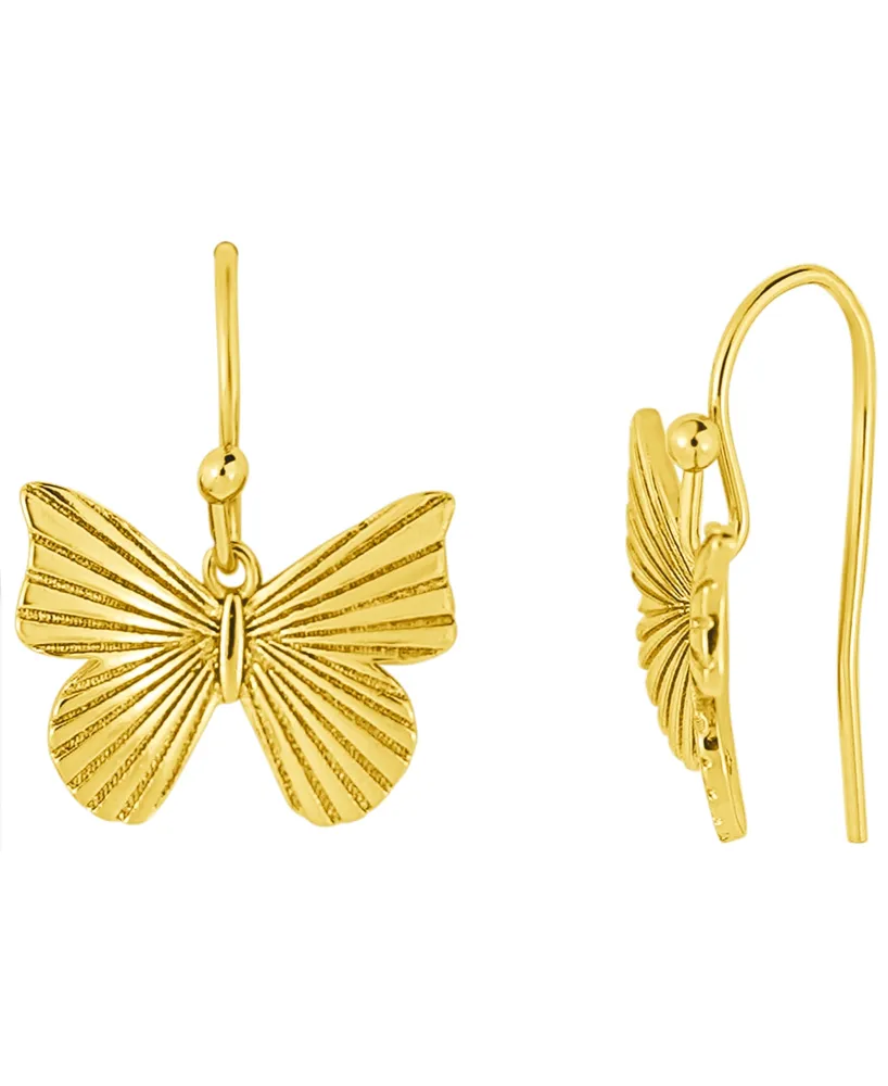 And Now This Textured Butterfly Drop Earring in 18K Gold Plated Brass