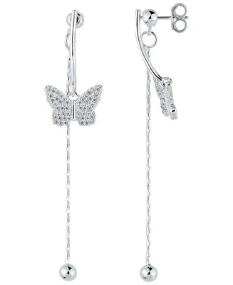 And Now This Cubic Zirconia (0.90 ct.t.w.) Butterfly Drop Earring in Fine Silver Plated