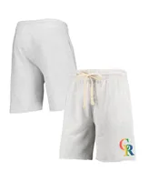 Men's Concepts Sport Oatmeal Colorado Rockies Mainstream Logo Terry Tri-Blend Shorts