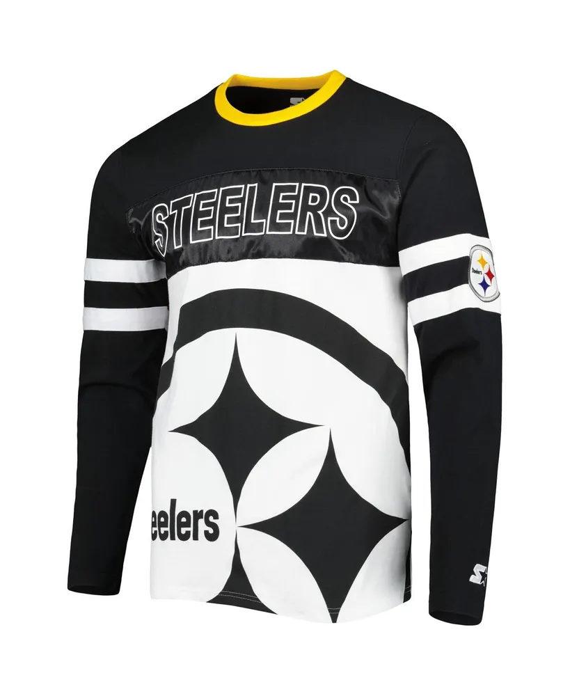 Men's Starter Black, White Pittsburgh Steelers Halftime Long Sleeve T-shirt