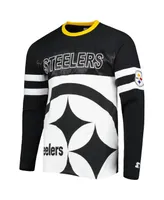 Men's Starter Black, White Pittsburgh Steelers Halftime Long Sleeve T-shirt