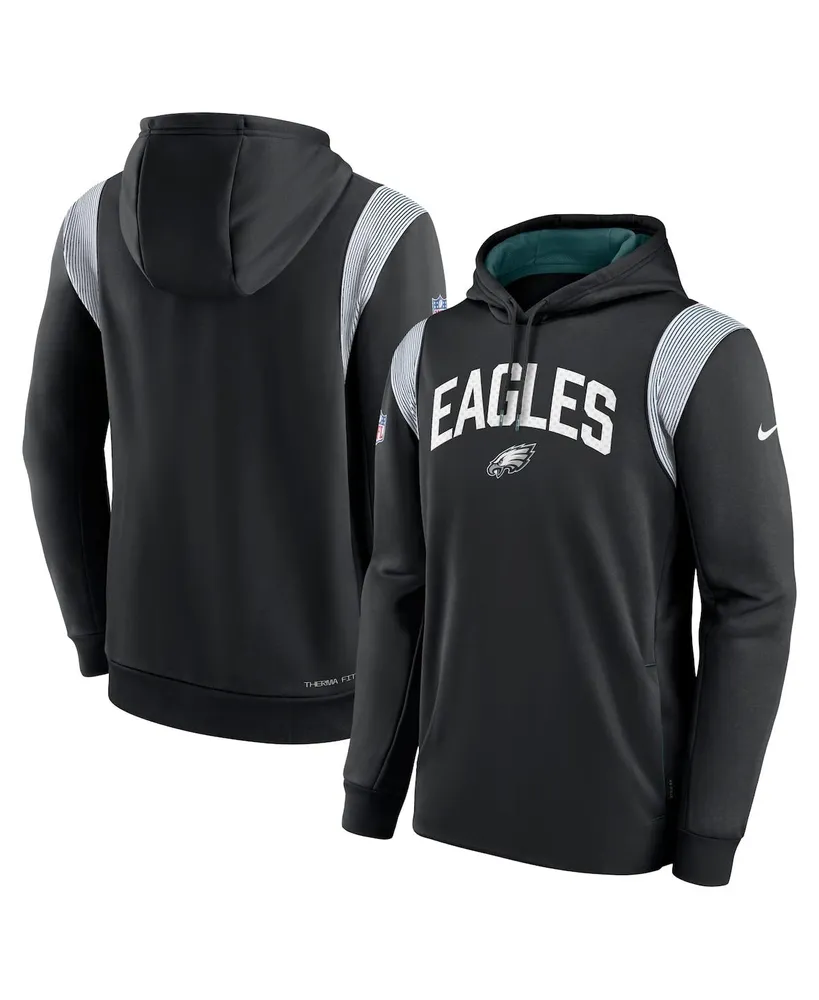 Nike Men's Black Philadelphia Eagles Wordmark Therma Performance Pullover Hoodie - Black