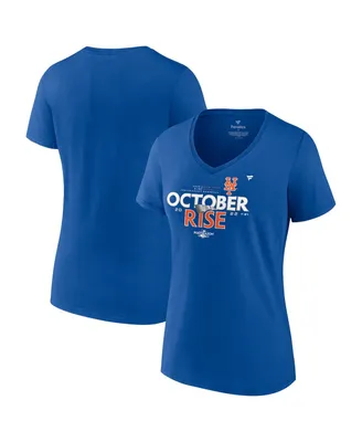 Women's Fanatics Royal New York Mets 2022 Postseason Locker Room V-Neck T-shirt
