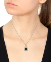 Effy Emerald (2-1/5 ct. t.w.) & Diamond (1/4 ct. t.w.) 18" Pendant Necklace in 14k White Gold (Also Available in 14k Yellow Gold)