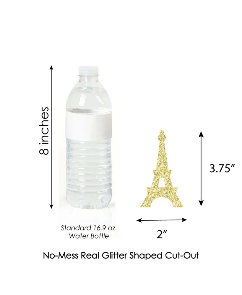 Big Dot of Happiness Gold Glitter Eiffel Tower - No-Mess Real Gold Glitter Cut-Outs Confetti - 24 Ct