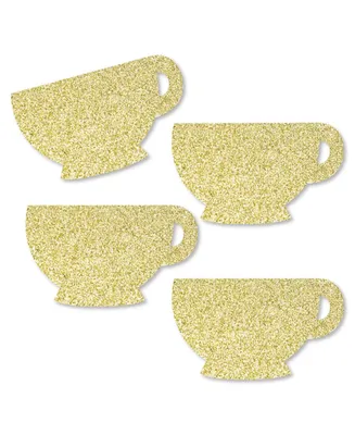 Big Dot of Happiness Gold Glitter Tea Cup - No-Mess Real Gold Glitter Cut-Outs Confetti - 24 Ct