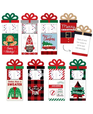 Big Dot of Happiness Assorted Red & Green Holiday - Money & Gift Card Nifty Gifty Card Holders - 8 Ct