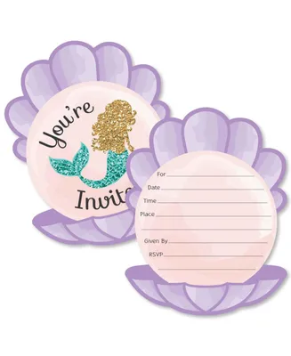 Let's Be Mermaids - Shaped Fill-in Invitations with Envelopes - 12 Ct